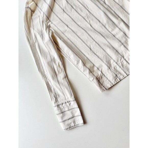 EVERLANE Ivory Striped Cotton Poplin Open Back Breeze Shirt Blouse, Size XS - Picture 9 of 16